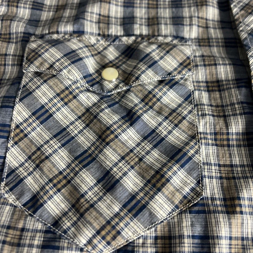 Banana Republic Men's Shirt Size Medium Slim Fit 2 Pockets Snaps Cotton Plaid C5